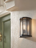 John Lewis herringbone glass outdoor wall light clear black, imported from the UK