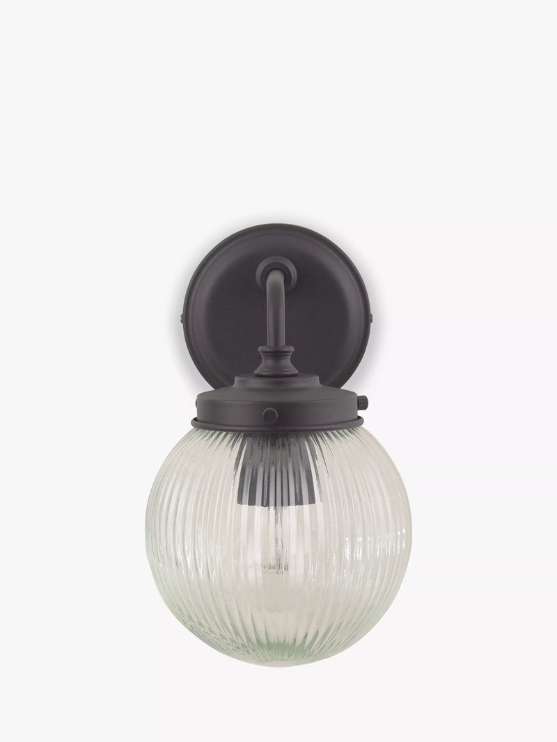 John Lewis vintage globe outdoor wall light clear black, imported from the UK