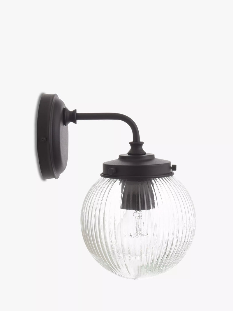 John Lewis vintage globe outdoor wall light clear black, imported from the UK