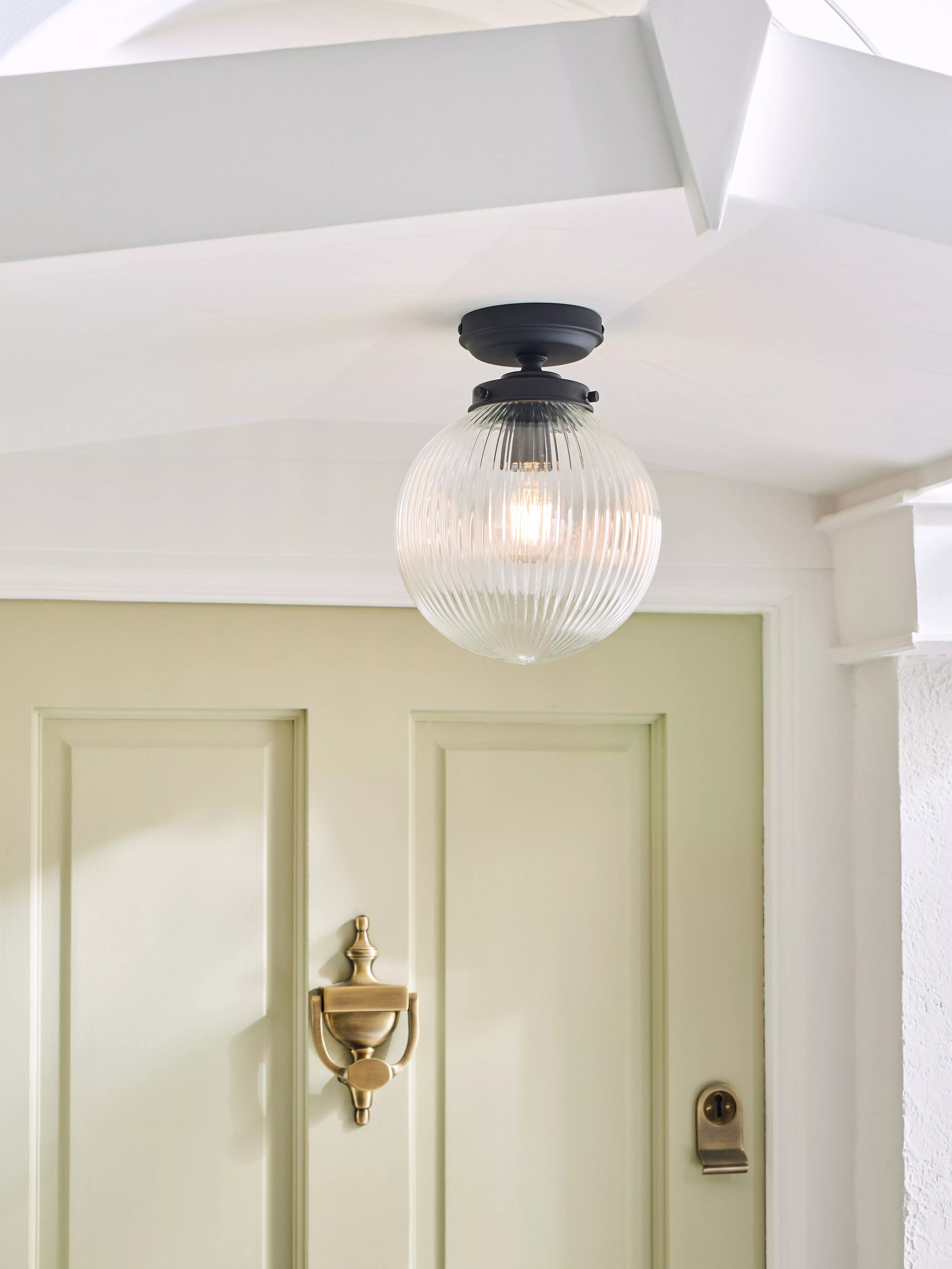 John Lewis vintage globe flush outdoor light in clear and black (British brand)