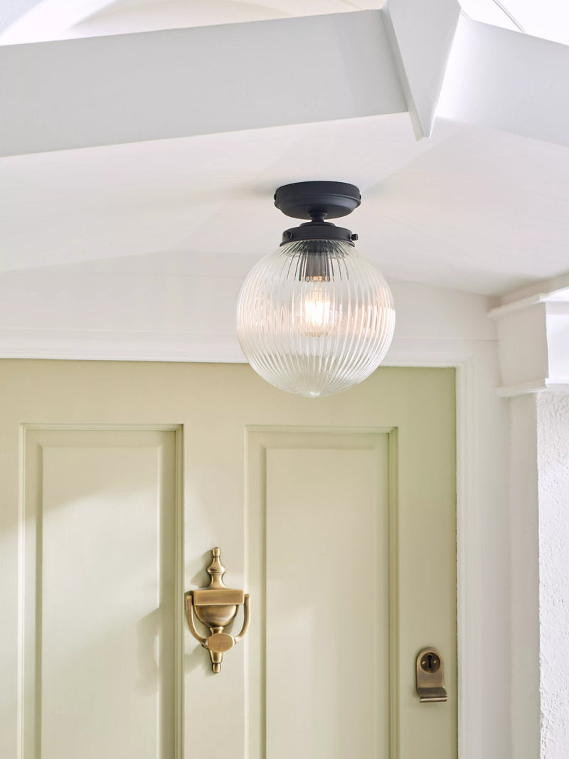 John Lewis vintage globe flush outdoor light in clear and black (British brand)