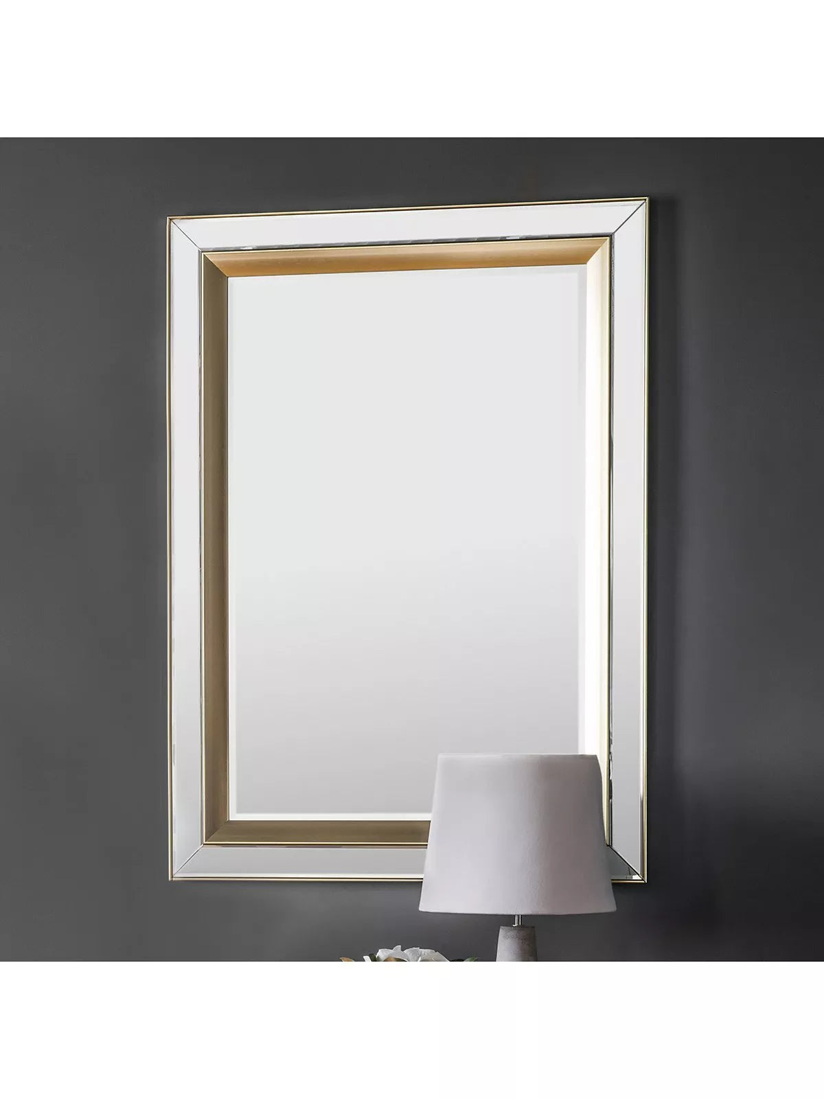 Gallery Direct gold rectangular wall mirror 109.5x79cm (British brand)