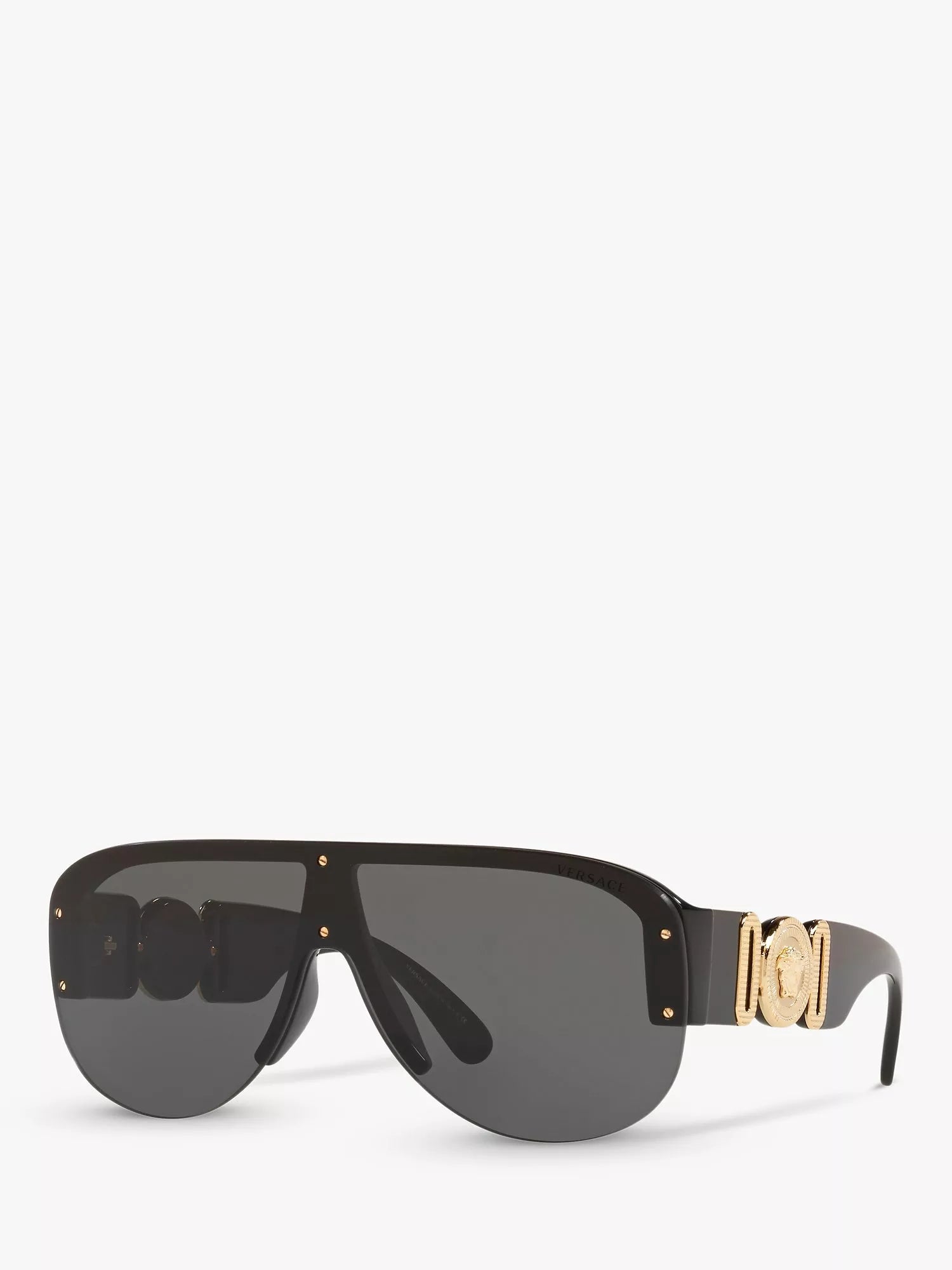 Versace women's irregular sunglasses in black/grey polyamide, imported from the UK