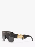 Versace women's irregular sunglasses in black/grey polyamide, imported from the UK