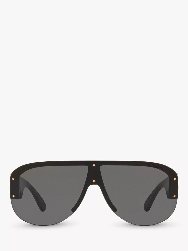 Versace women's irregular sunglasses in black/grey polyamide, imported from the UK