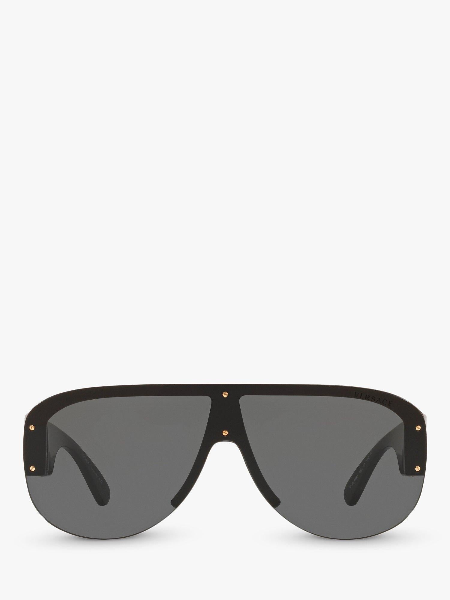 Versace women's irregular sunglasses in black/grey polyamide, imported from the UK