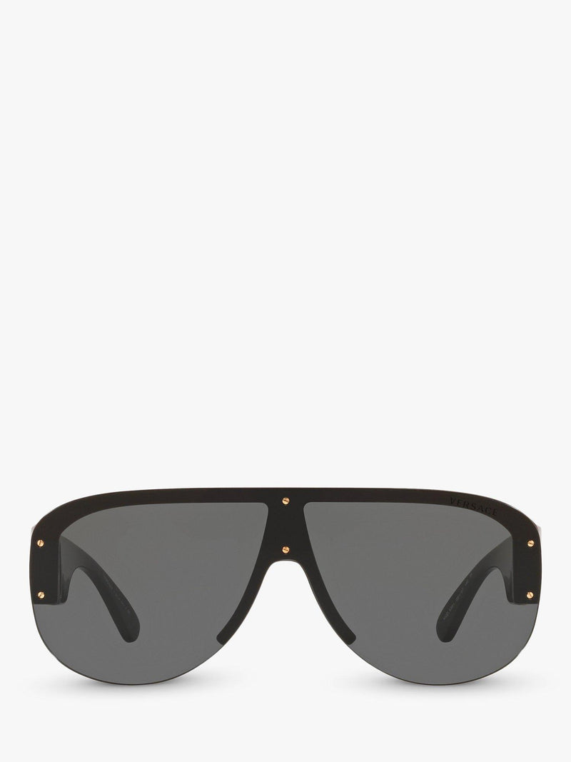 Versace women's irregular sunglasses in black/grey polyamide, imported from the UK
