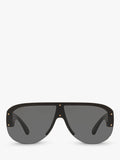 Versace women's irregular sunglasses in black/grey polyamide, imported from the UK