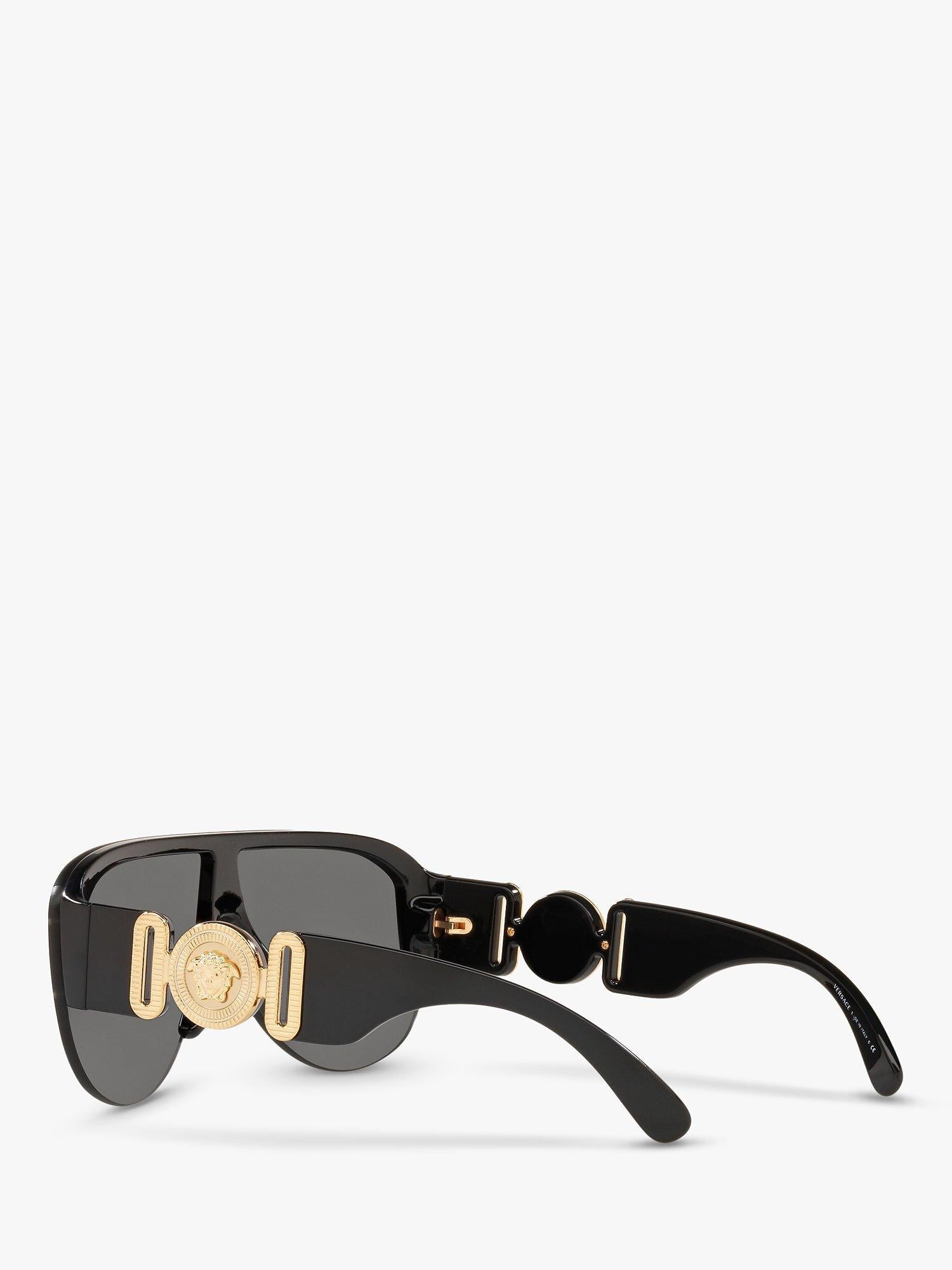 Versace women's irregular sunglasses in black/grey polyamide, imported from the UK