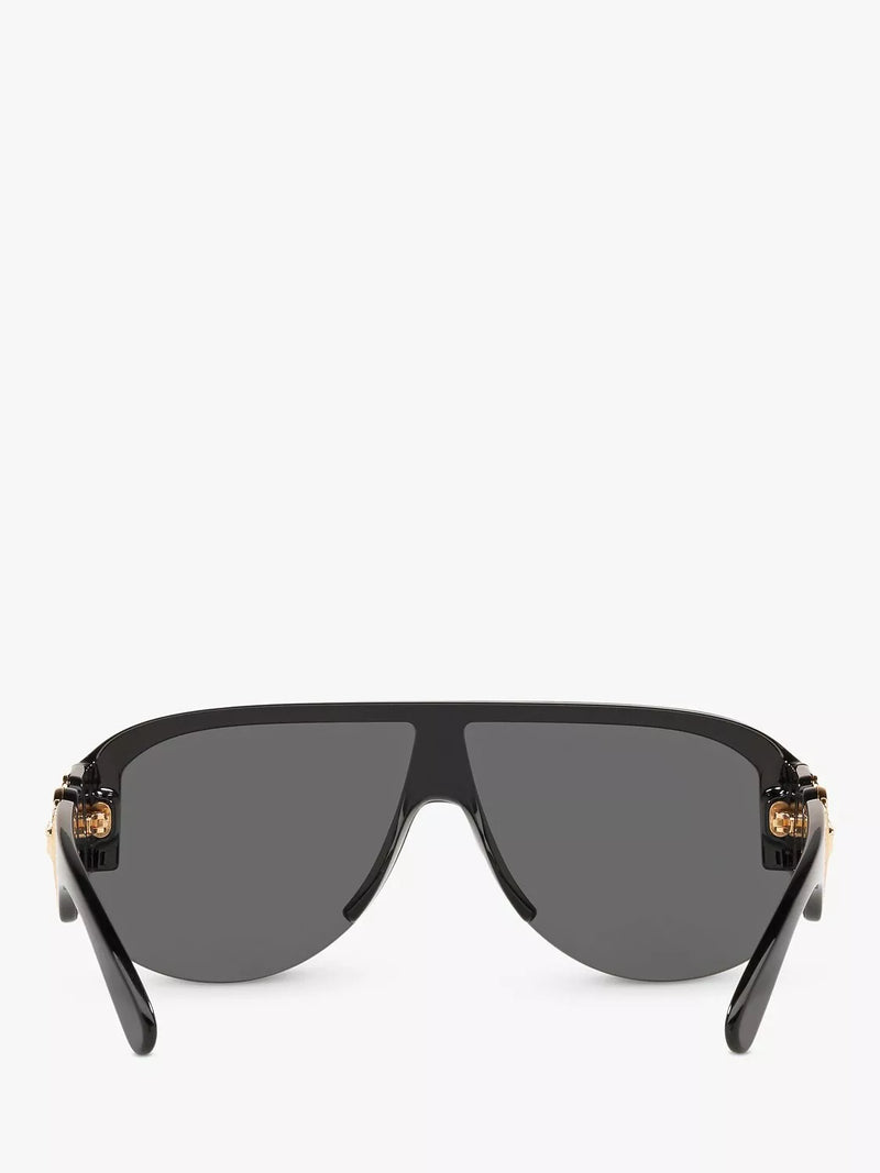 Versace women's irregular sunglasses in black/grey polyamide, imported from the UK