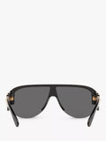 Versace women's irregular sunglasses in black/grey polyamide, imported from the UK