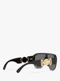 Versace women's irregular sunglasses in black/grey polyamide, imported from the UK
