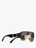 Versace women's irregular sunglasses in black/grey polyamide, imported from the UK