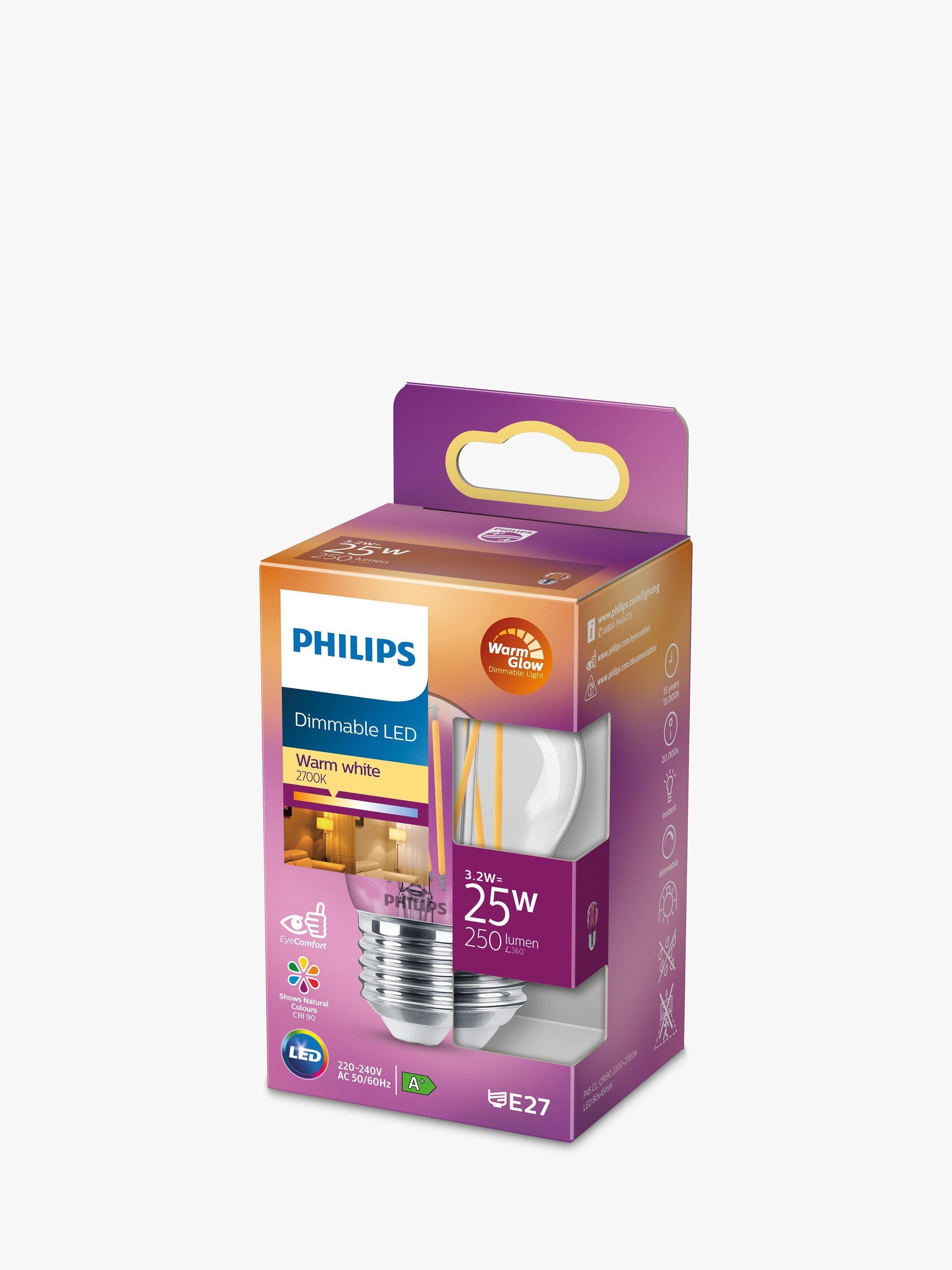 Philips dimmable golf ball LED bulb 25W, imported from the UK