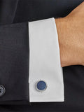 Montblanc Meisterstuck round cufflinks silver blue lacquer, imported from the UK