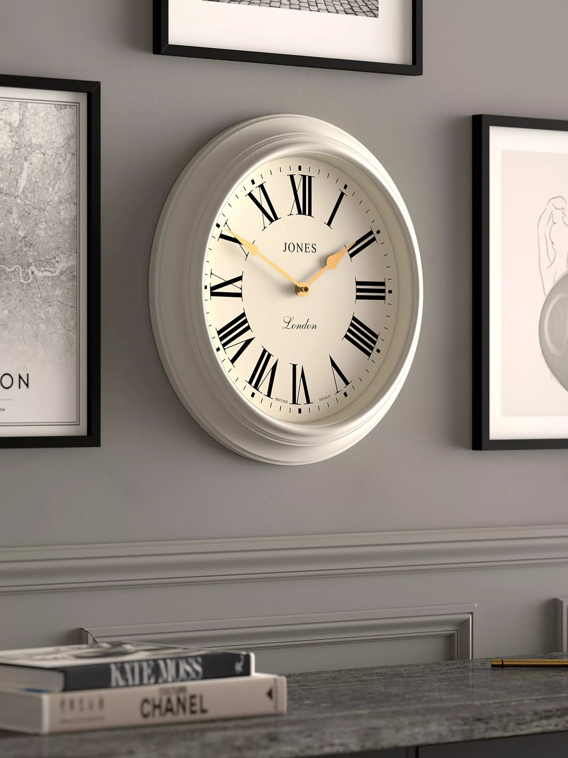 Jones Clocks Supper Club wall clock powder grey 40.5cm - British product