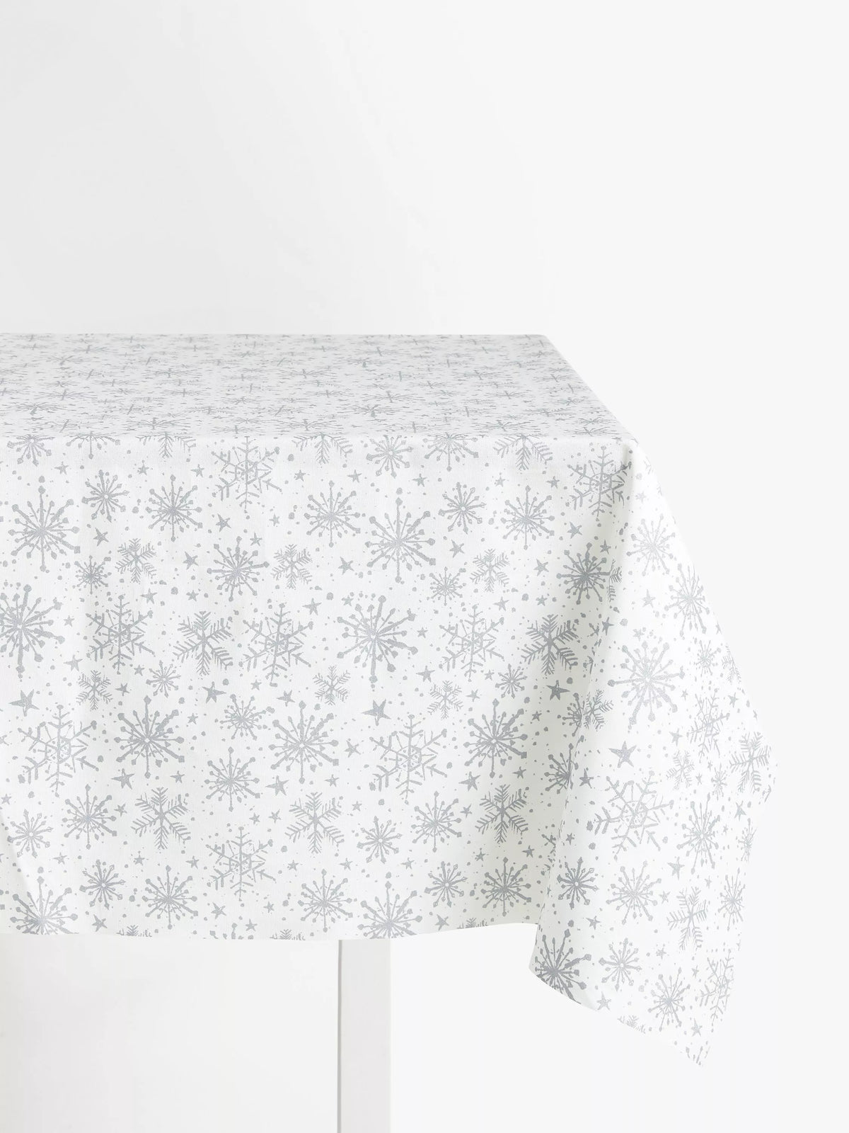 John Lewis silver snowflake PVC tablecloth fabric (British brand)