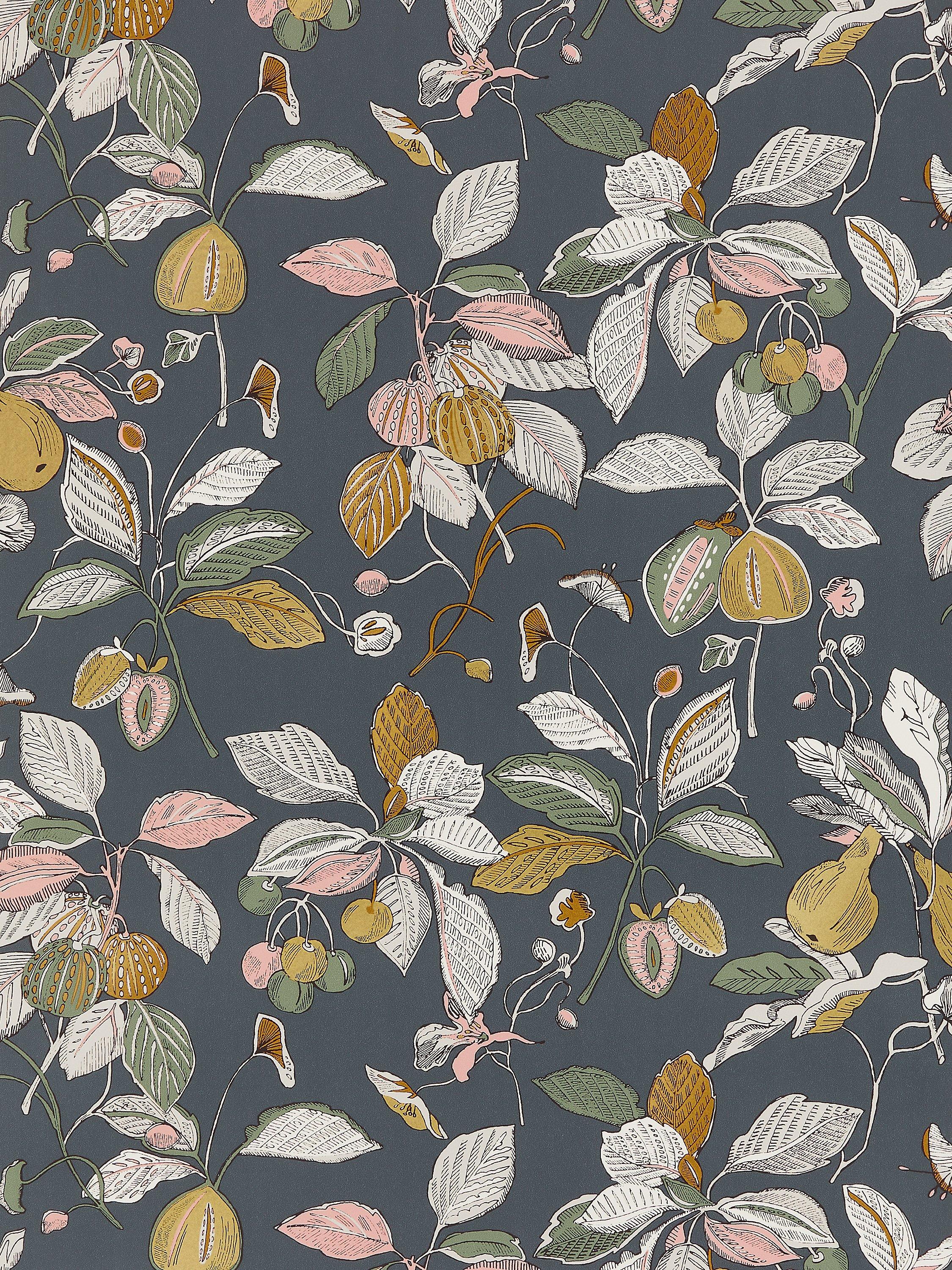 John Lewis Edith wallpaper with leaves and fruit print, UK version
