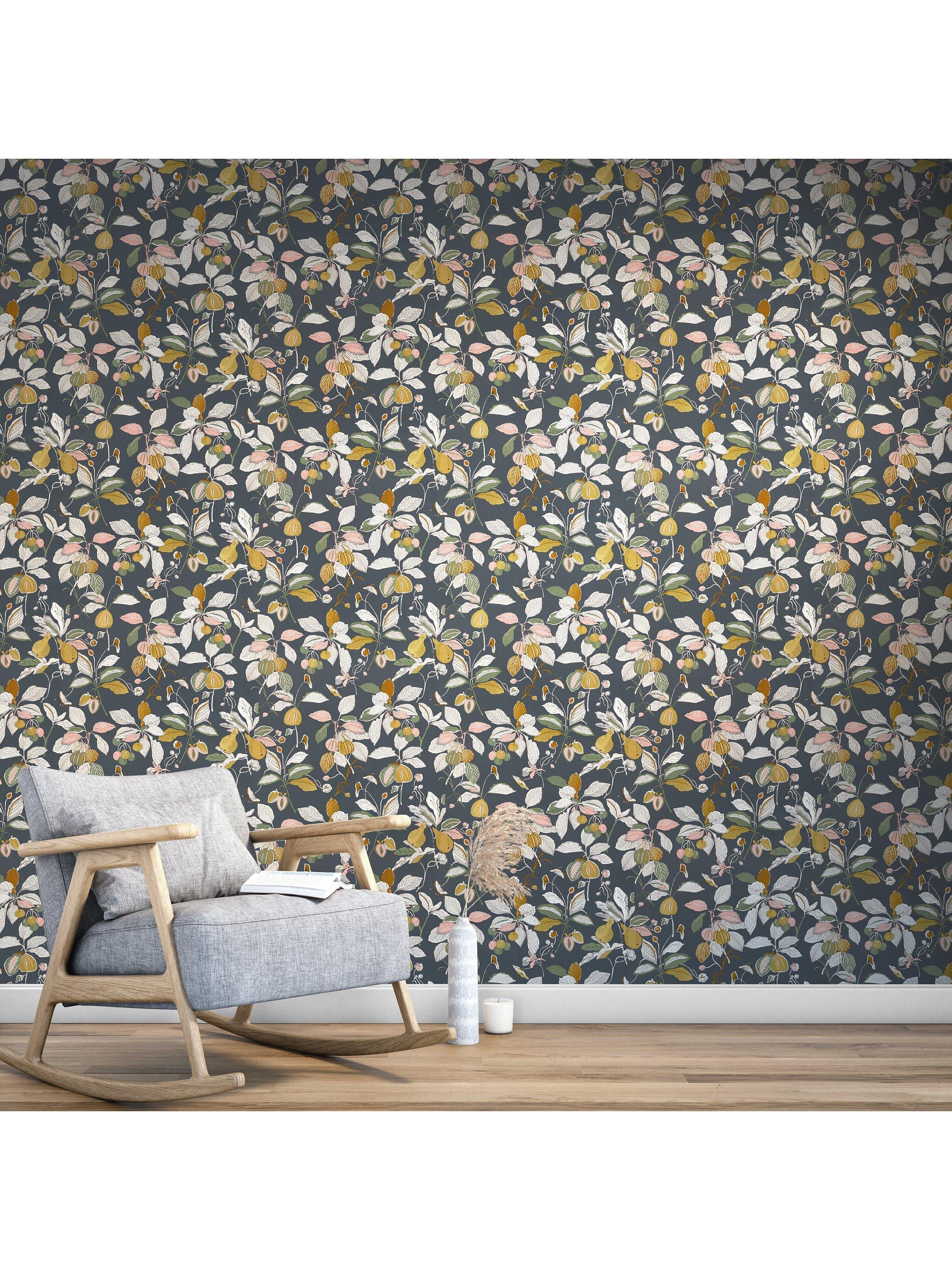 John Lewis Edith wallpaper with leaves and fruit print, UK version