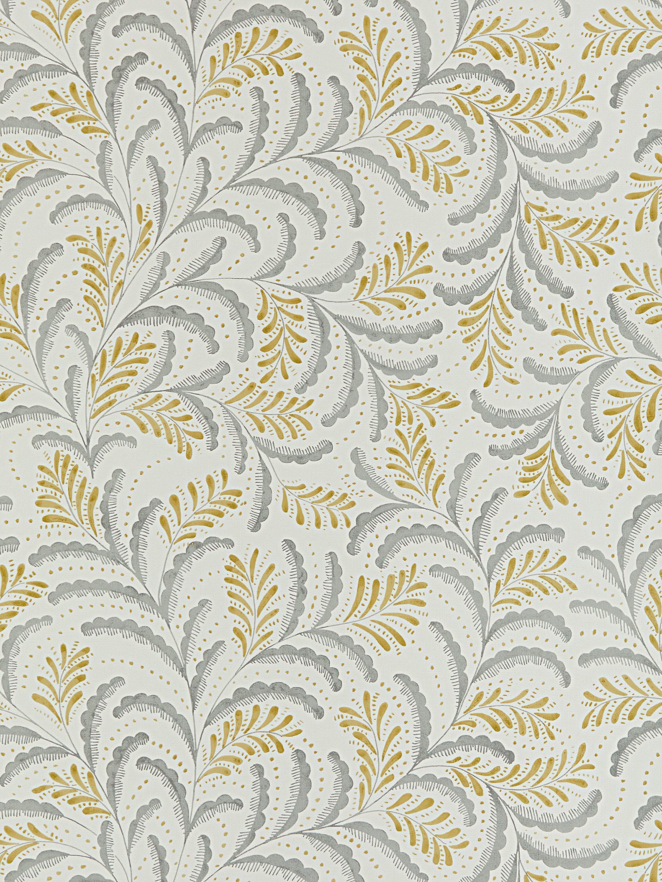 Restful Stylised Fern Design Wallpaper in Citrine Colourway