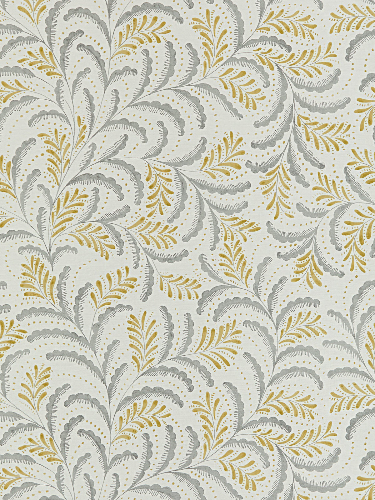 Restful Stylised Fern Design Wallpaper in Citrine Colourway