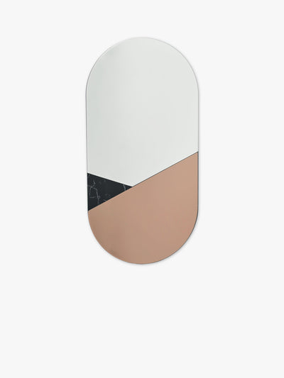 John Lewis Oval Veggspeil med Marmorinnlegg og Rosegullpaneler 80x40cm - Kjøp online hos McGrocer