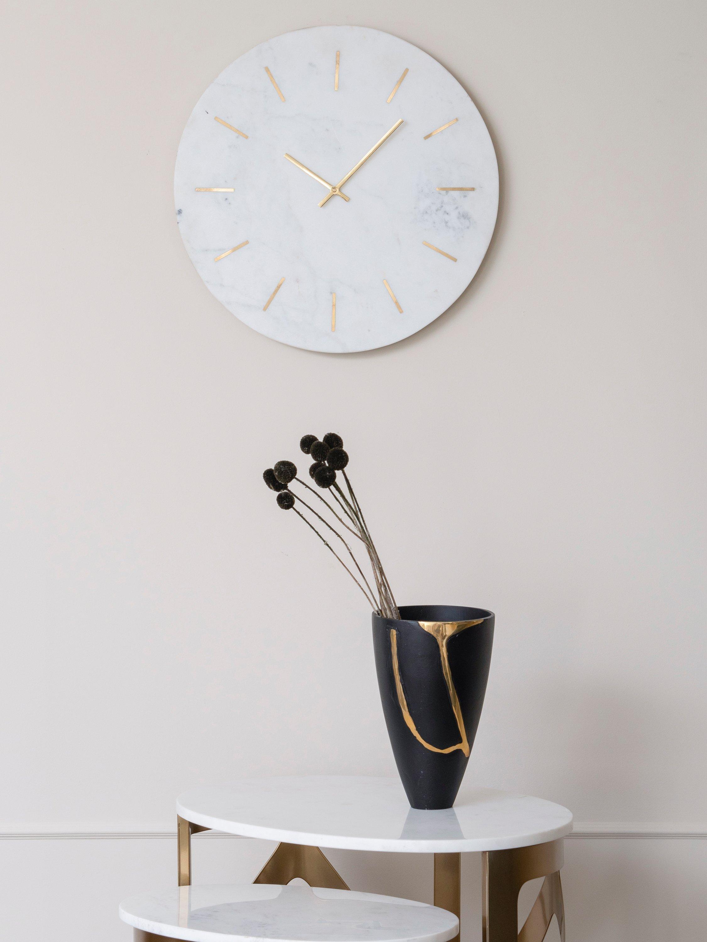 Libra Interiors marble wall clock white 43cm, UK version