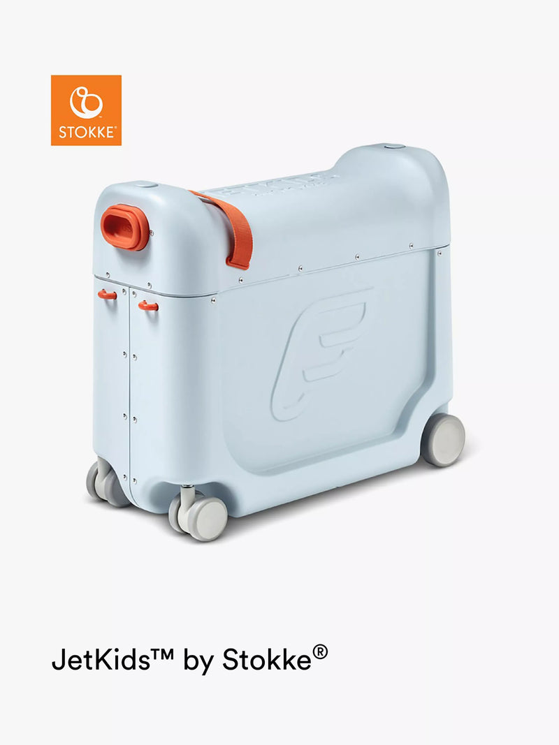 Stokke travel bed suitcase in Blue Sky (British brand)
