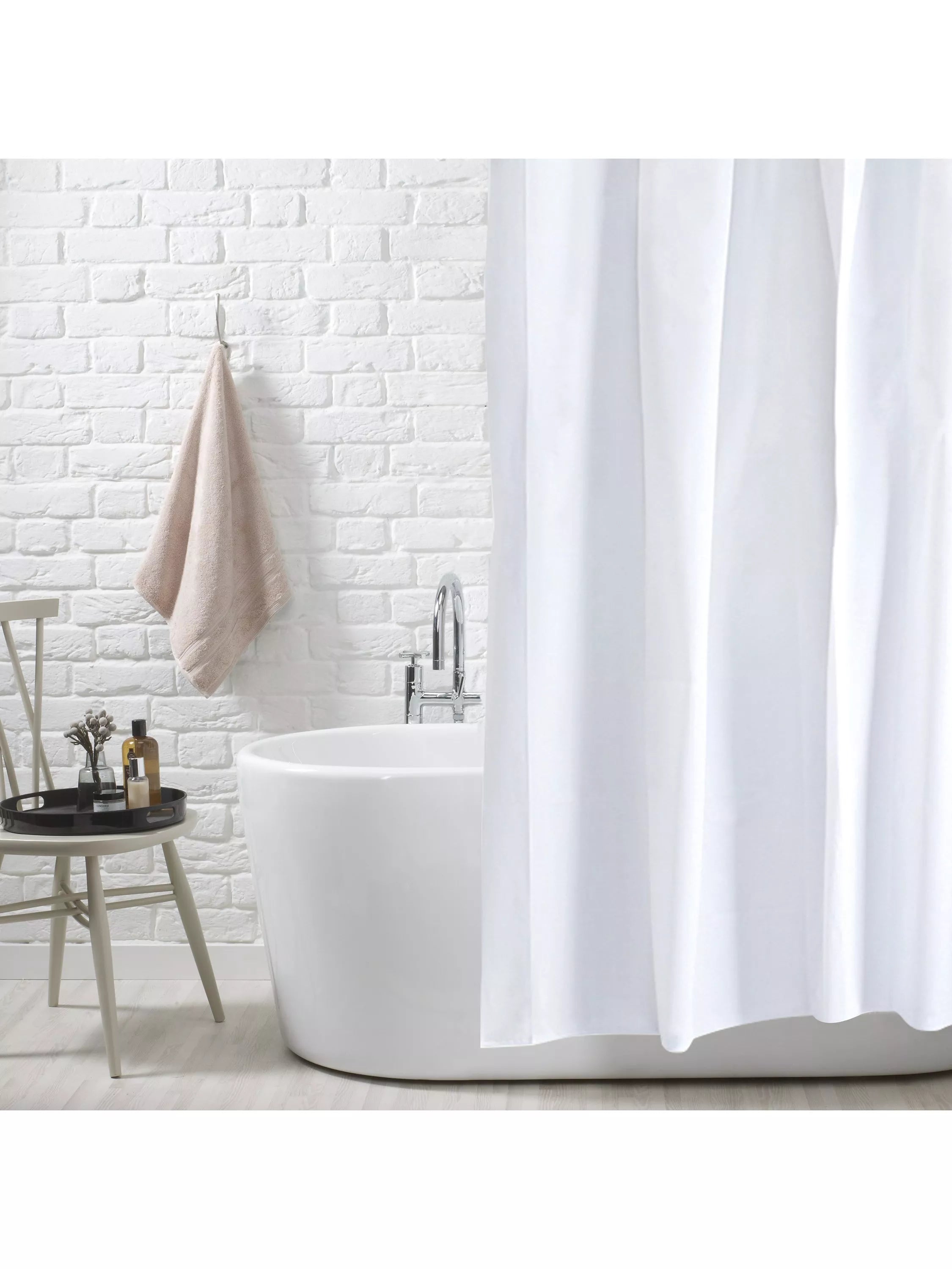 John Lewis white recycled polyester shower curtain 180x180cm - British product
