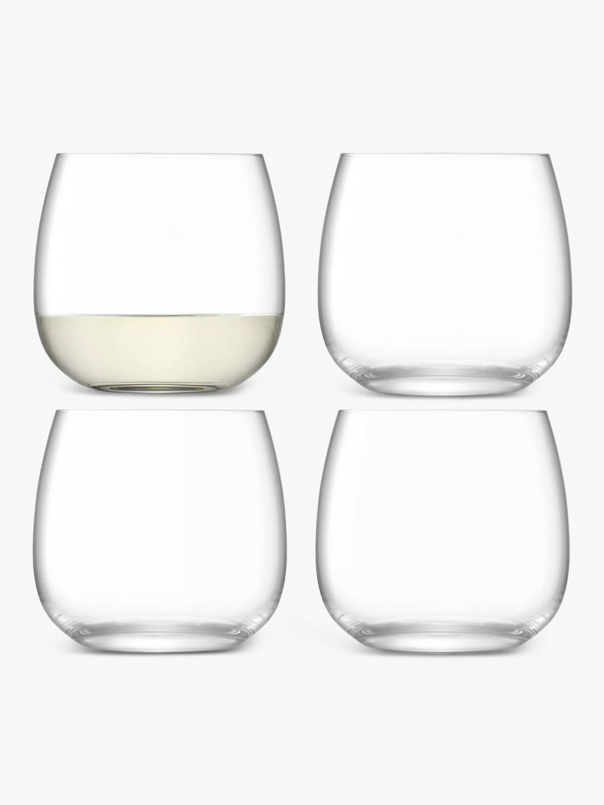 LSA Borough stemless wine glasses set of 4, clear (British brand)