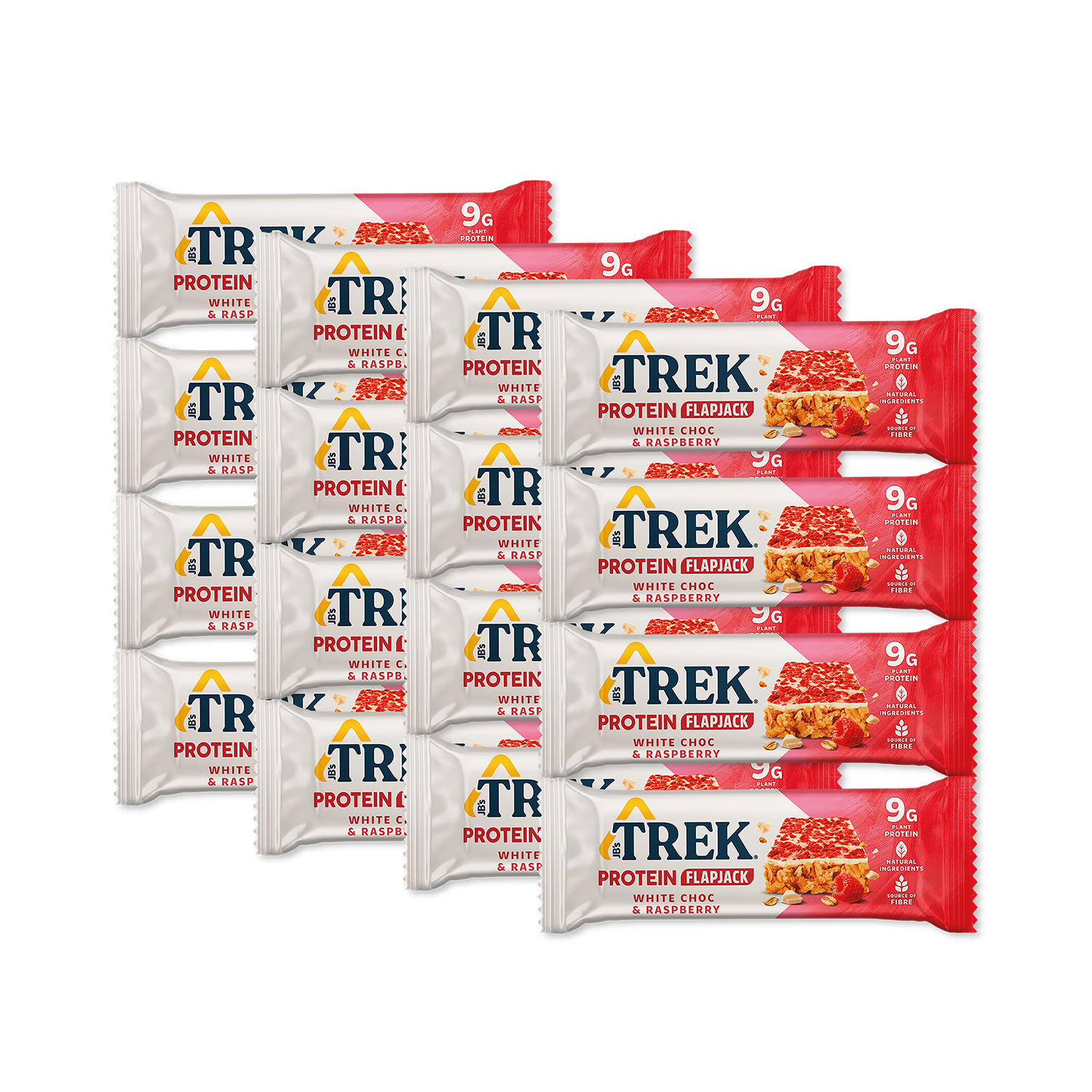 Trek protein flapjack white chocolate raspberry 16x50g (British brand)
