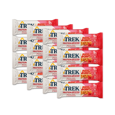 Holland & Barrett Trek White Chocolate & Raspberry Protein Flapjack Bars 16 x 50g- Buy online at McGrocer
