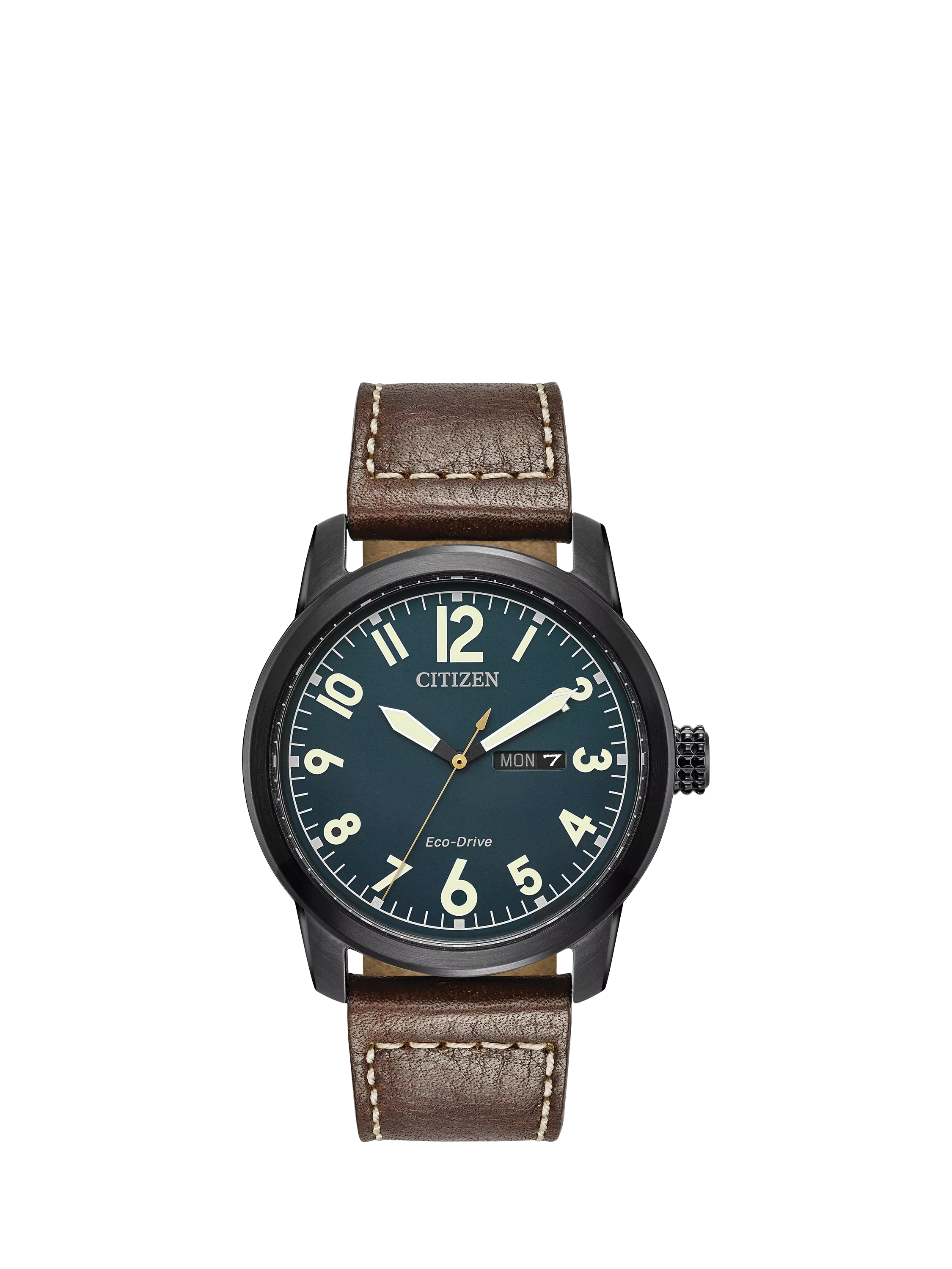 Citizen men's day date leather strap watch 42mm, imported from the UK