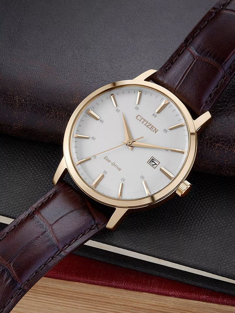 Citizen Eco-Drive watch with leather strap 40mm (British brand)