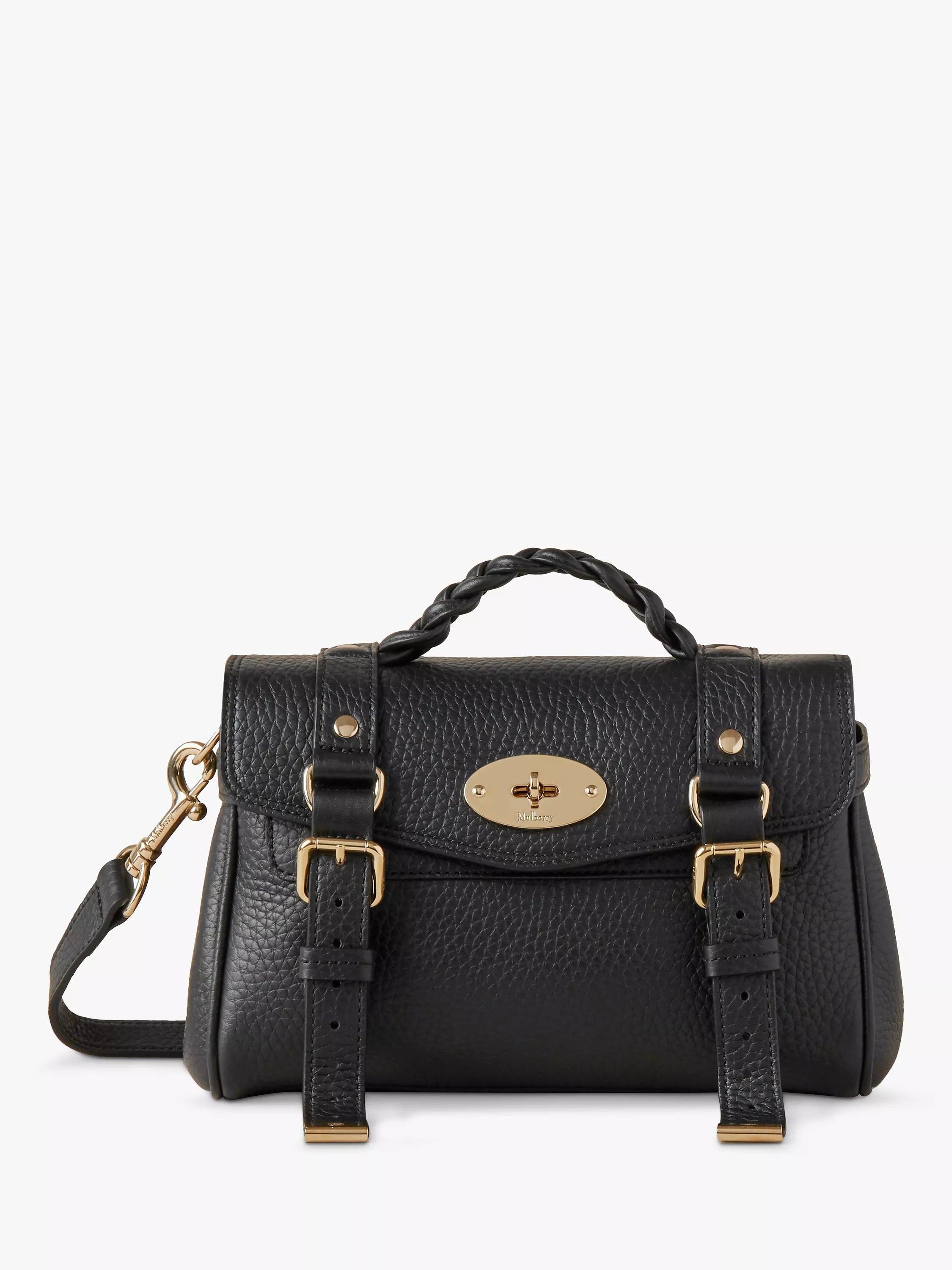 Mulberry Mini Alexa Heavy Grain Leather Cross Body Bag, Chalk