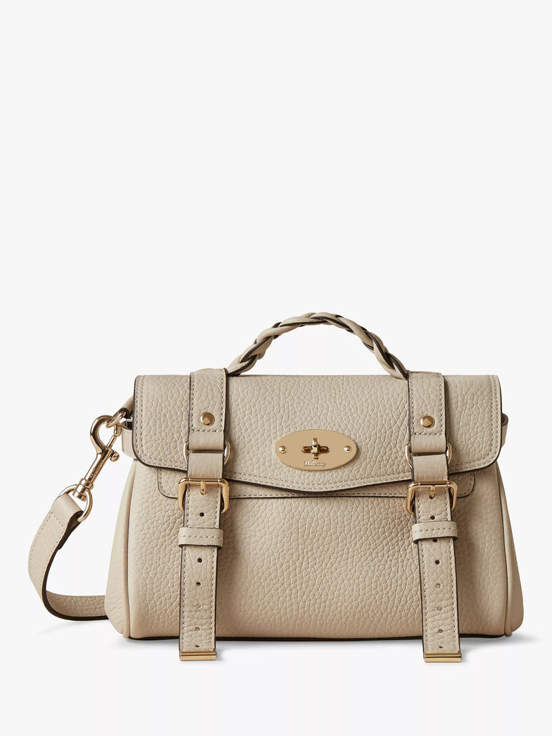 Mulberry Mini Alexa Heavy Grain Leather Cross Body Bag - Chalk
