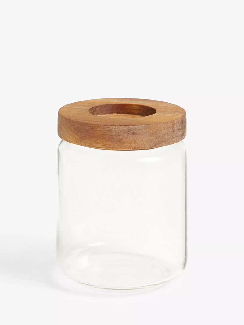 John Lewis glass storage jar with acacia wood lid 500ml (British brand)