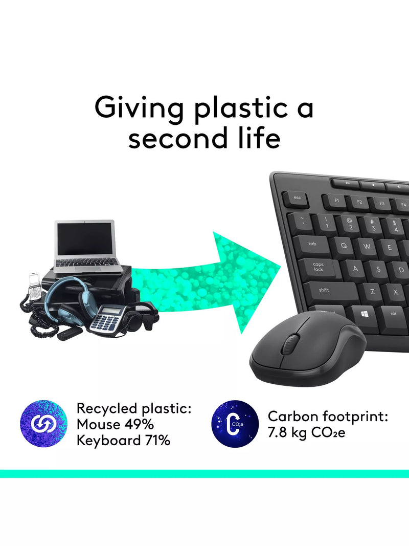 Logitech MK295 silent wireless keyboard and mouse set - British product