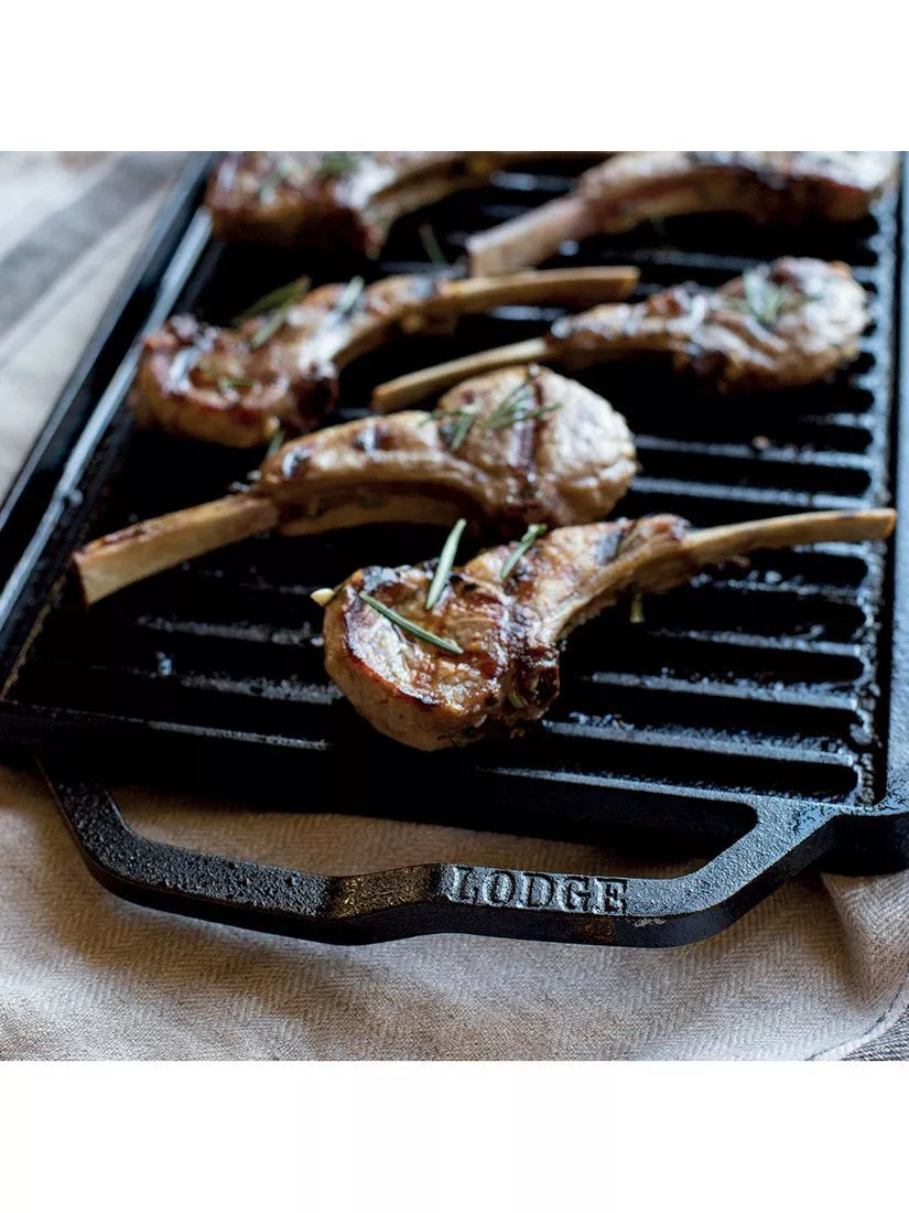 Lodge Cast Iron reversible rectangular grill pan 25cm, imported from the UK