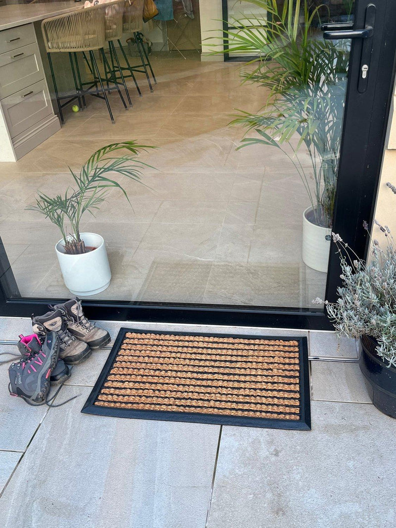 John Lewis stripe coir door mat 45x75cm, imported from the UK