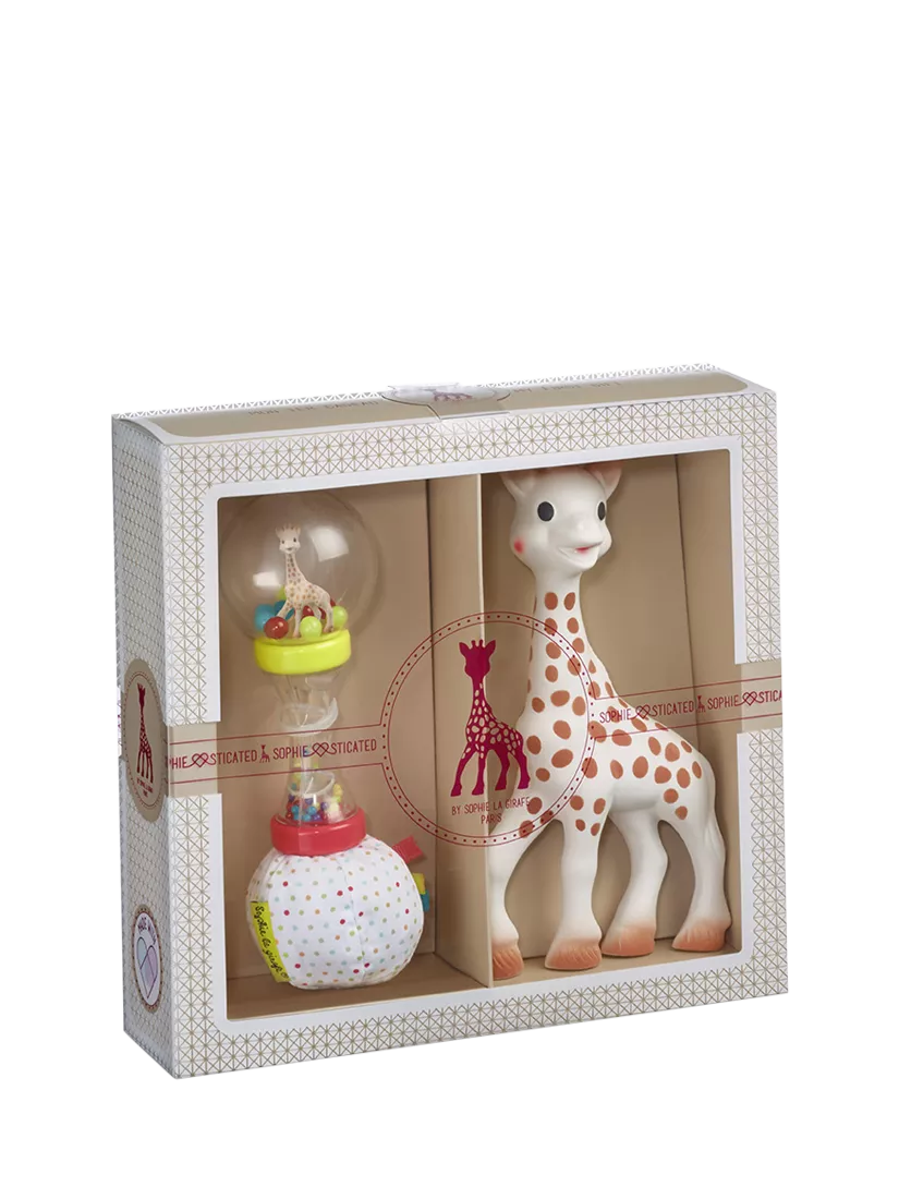 Sophie la girafe gift set with teether and maracas (British brand)