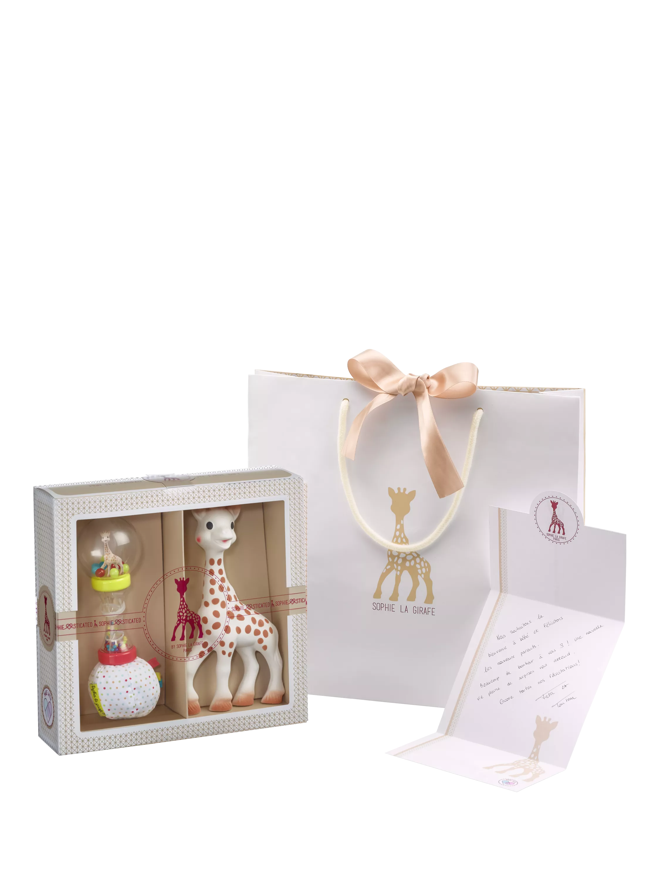Sophie la girafe gift set with teether and maracas (British brand)