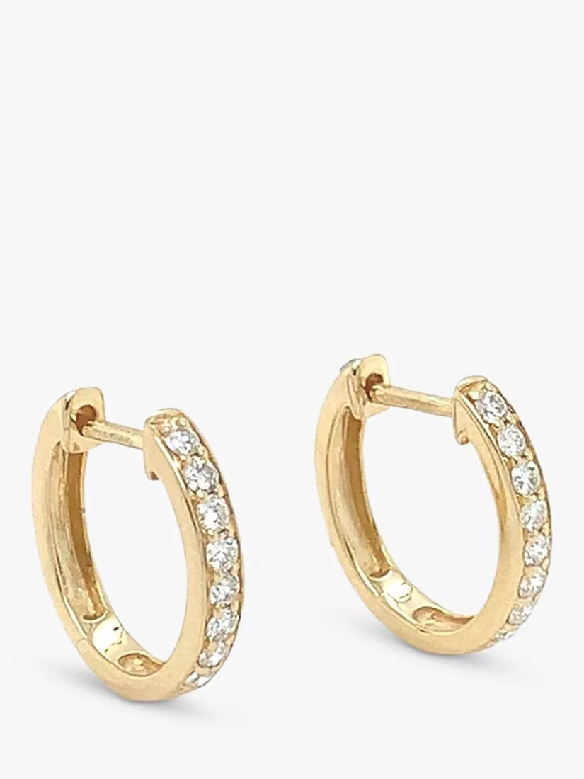 E.W Adams 18ct yellow gold diamond hoop earrings (British brand)