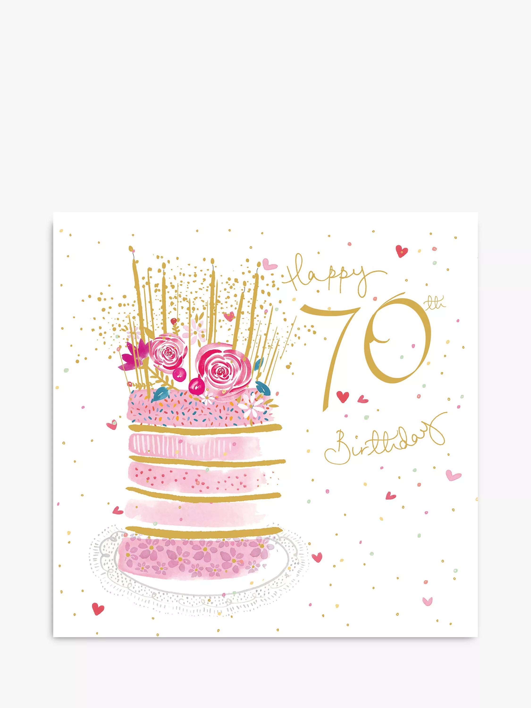 Woodmansterne 70th birthday cake card with envelope, imported from the UK