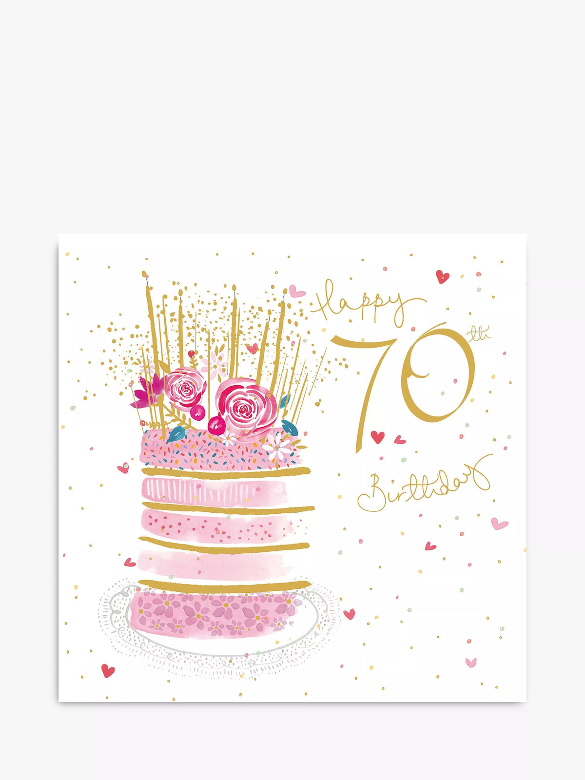 Woodmansterne 70th birthday cake card with envelope, imported from the UK