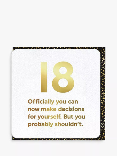 John Lewis Brainbox Candy Decisions 18th Birthday Card- Buy online at McGrocer