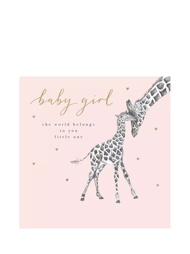 Woodmansterne giraffe new baby girl greeting card with envelope - British product