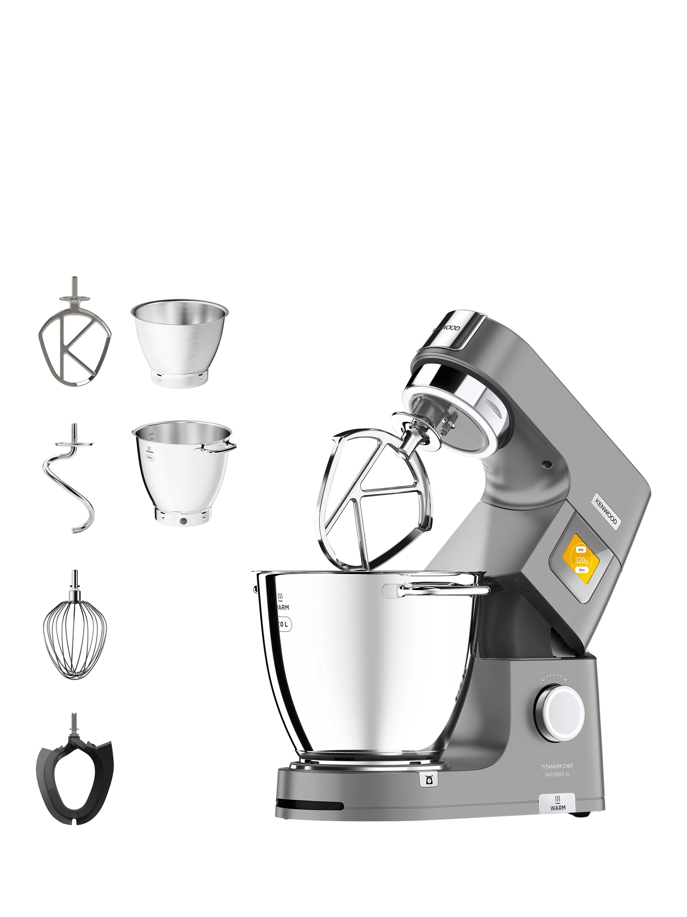 Kenwood Chef Titanium Patissier XL stand mixer 7L silver, UK version