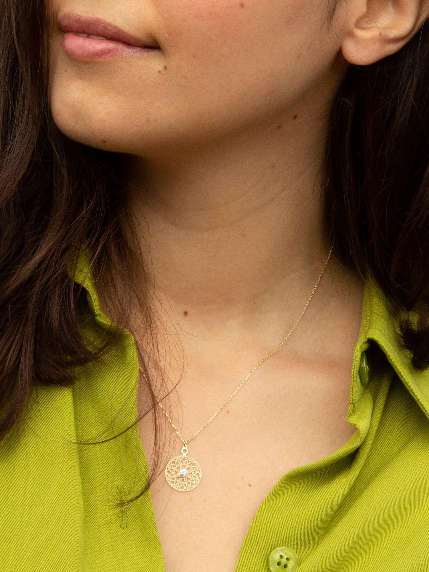 IBB gold pendant necklace filigree cubic zirconia 9ct, from Turkey