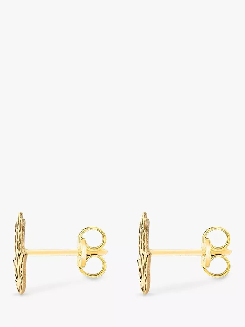IBB filigree Hamsa hand stud earrings 9ct gold (British brand)
